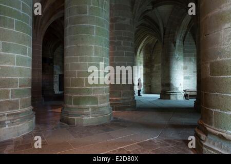 France Manche della baia di Mont Saint Michel sono classificati come patrimonio mondiale dall' UNESCO Mont Saint Michel Crypte des Gros Piliers (cripta del Foto Stock