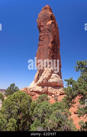 Stati Uniti Utah Colorado Plateau Parco Nazionale Arches Giardino del Diavolo sezione Dark Angel monolito Foto Stock