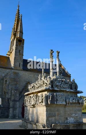 Francia Finisterre Saint Jean Trolimon il calvario di Notre Dame de Tronoen Cappella Foto Stock