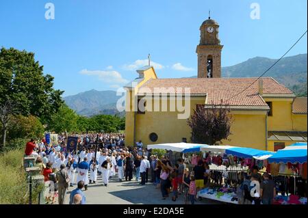 Francia, Haute Corse Niolu (Niolo) regione, Casamaccioli, la Santa di Niolu festa religiosa per celebrare la Natività del Foto Stock