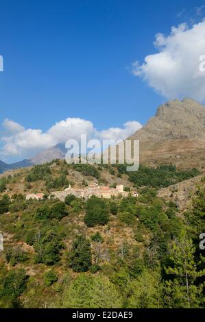 Francia, Haute Corse Niolu (Niolo) regione, Calasima villaggio più alto in Corsica (1 095m) a piedi della Paglia Orba mountain Foto Stock