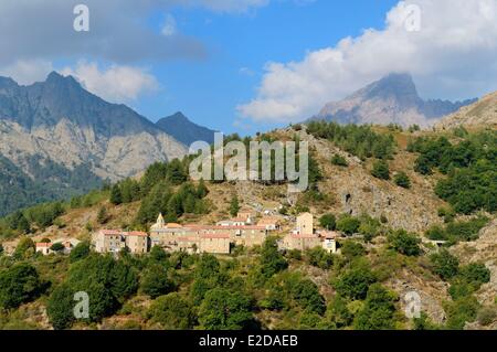 Francia, Haute Corse Niolu (Niolo) regione, Calasima villaggio più alto in Corsica (1 095m) a piedi della Paglia Orba mountain Foto Stock