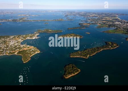 Francia Morbihan Golfe du Morbihan armor Baden Ile Berder Ile struttura Ile Longue Ile Radenec Arzon (vista aerea) Foto Stock