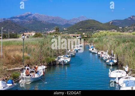 Isole Baleari Spagna, Mallorca, porta d'Andratx, barche sul canale Foto Stock