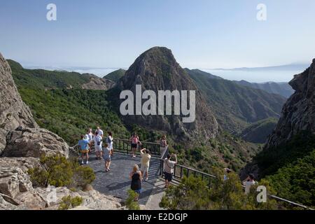 Spagna Isole Canarie La Gomera, Parco Nazionale di Garajonay, Roque de Carmona, classificato come patrimonio mondiale dall' UNESCO Foto Stock