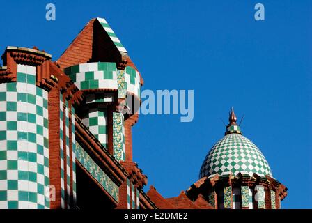 Spagna Catalogna Barcellona Casa Vicens dall architetto Antoni Gaudi elencati come patrimonio mondiale dall' UNESCO carrer de les Caroline 24 Foto Stock