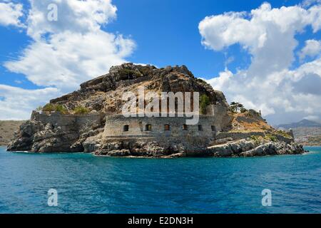 Grecia Creta Agios Nikolaos regione isola di Elounda Spinalonga Fort (Kalydon) la fortezza veneziana Foto Stock