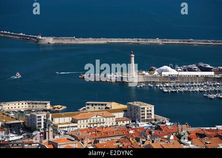 Francia Herault Sete vista delle strutture portuali di Sete dal Mont Saint Clair Foto Stock