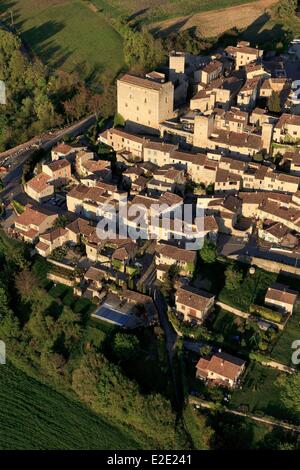 Francia Vaulcuse Luberon Caseneuve Hilltop Village (vista aerea) Foto Stock