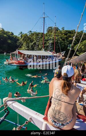 Brasile Rio de Janeiro membro la Costa Verde Ilha Grande un isola a 1 ora di barca da Angra dos Reis Lagoa Azul Foto Stock