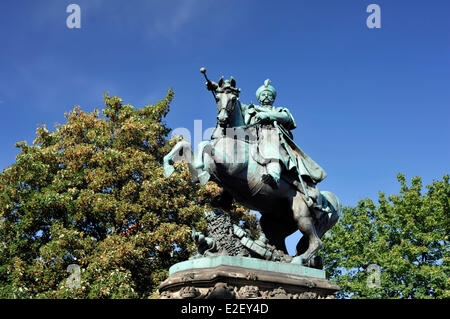 Polonia, Pomerania, Gdansk, statua del re Giovanni III Sobieski (1629 - 1696), uno dei più illustri re di Polonia Foto Stock