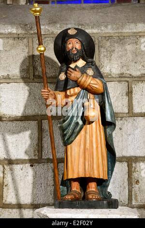 Francia, Haute Saône, Marnay, Saint Symphorien chiesa, statua lignea di Saint Jacques datata XVIII secolo Foto Stock