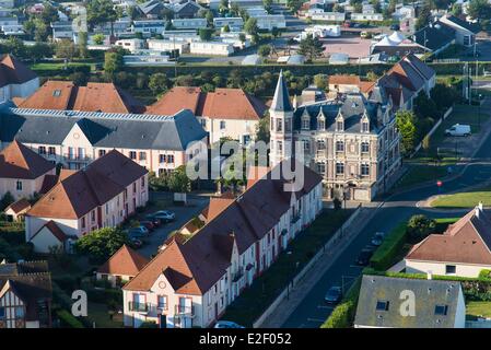 Francia, Calvados, Colleville Montgomery (vista aerea) Foto Stock