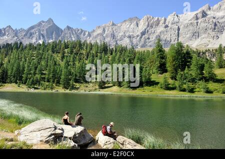 Francia, Hautes Alpes, nei pressi di Ceillac, Lac Miroir (2214 m), il parco naturale regionale del Queyras Foto Stock