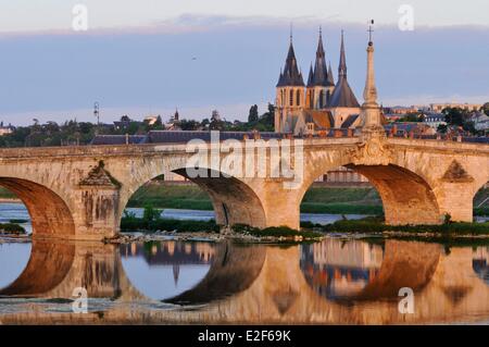 Francia Loir et Cher la Valle della Loira sono classificati come patrimonio mondiale dall' UNESCO Blois Pont Jacques Gabriel ponte sul fiume Loira e in Foto Stock