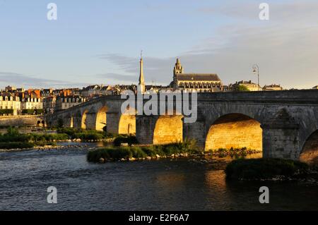 Francia Loir et Cher la Valle della Loira sono classificati come patrimonio mondiale dall' UNESCO Blois Pont Jacques Gabriel ponte sul fiume Loira e in Foto Stock
