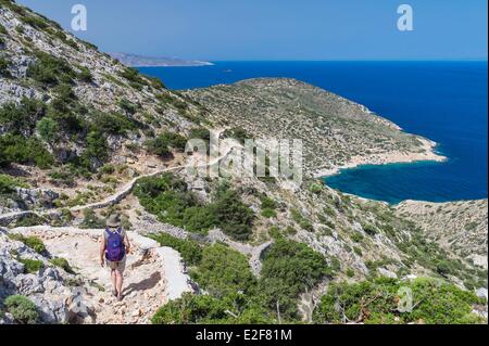 Grecia CICLADI, Piccole Cicladi, escursionismo sull isola di Iraklia Foto Stock