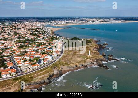 Francia, Vendee, Saint-Hilaire-de-Riez, la Pointe de Grosse Terre (vista aerea) Foto Stock