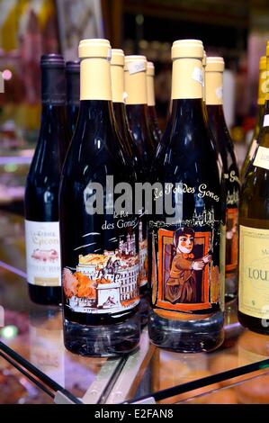 Francia, Rhone, Lione, Cours Lafayette, les Halles Paul Bocuse (Paul Bocuse mercato coperto), vino locale Foto Stock