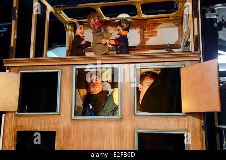 Francia, Rhone, Lione, Guignol de Lyon, teatro des marionnettes, burattinai da collettiva Zonzons Foto Stock