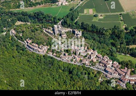 Francia, Tarn, Penne, il villaggio (vista aerea) Foto Stock