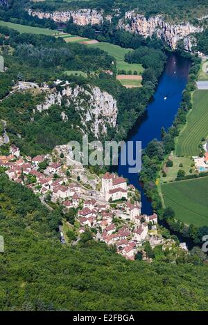 Francia Partita Parc Naturel Regional des Causses du Quercy Saint Cirq Lapopie etichettati Les Plus Beaux Villages de France (la maggior parte Foto Stock