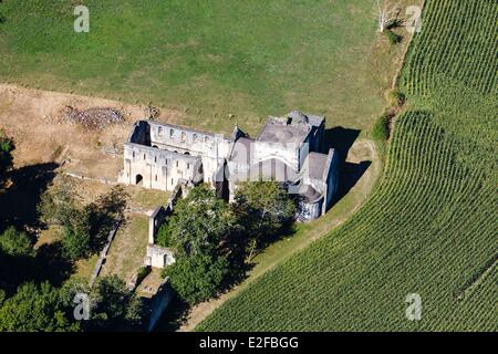 Francia, Dordogne, Perigord Vert, Villars, Boschaud abbazia cistercense (vista aerea) Foto Stock