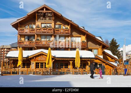 Francia, Isere, Oisans massiccio, località sciistica di Les Deux Alpes Foto Stock