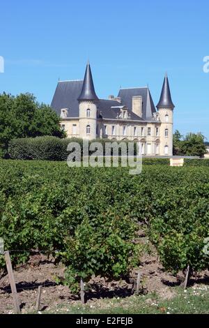 Francia, Gironde, Pauillac, Chateau Pichon Longueville, nella regione del Medoc, nel caso in cui un vino grandi crescite è prodotto Foto Stock