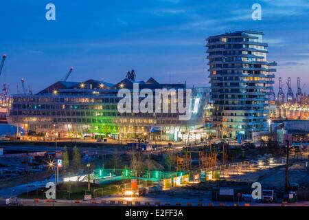 Germania Amburgo HafenCity che si sviluppa il più importante progetto europeo di pianificazione urbana Unilever Haus (2009) dal Foto Stock