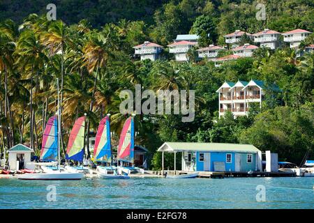 Indie Occidentali dei Caraibi, le Isole del Vento, Saint Lucia, Isola del nord, Castries distretto, Marigot Bay Foto Stock