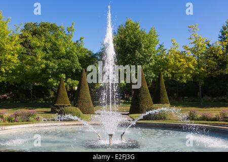 Francia, Seine et Marne, Coulommiers, getto d'acqua nel Jardin a la francaise progettato da Claude Mollet nel Parc des Capucins, 3 Foto Stock