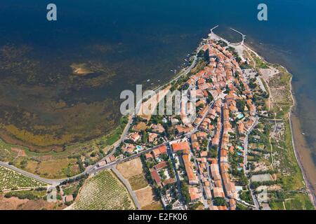 Francia, Aude, Corbieres, Bages, Bages stagno (vista aerea) Foto Stock