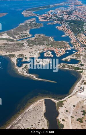 Francia, Pirenei orientali, Le Barcarès (vista aerea) Foto Stock