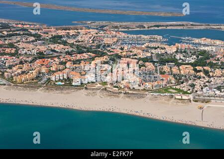 Francia, Aude, Corbieres, Port Leucate (vista aerea) Foto Stock