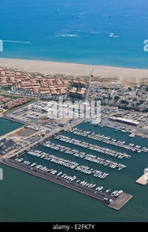 Francia, Aude, Corbieres, Port Leucate (vista aerea) Foto Stock