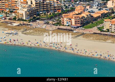 Francia, Aude, Corbieres, Port Leucate (vista aerea) Foto Stock