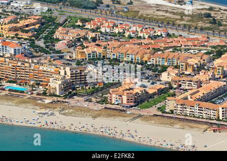 Francia, Aude, Corbieres, Port Leucate (vista aerea) Foto Stock