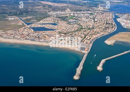 Francia, Aude, Port la Nouvelle (vista aerea) Foto Stock