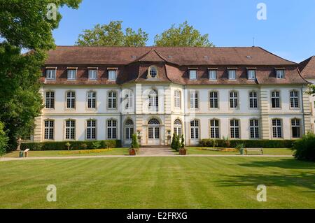 Francia Haut Rhin Mulhouse Rixheim museo della carta da parati a sinistra municipio nel centro e Jean Zuber Manufactory diritto ex Foto Stock