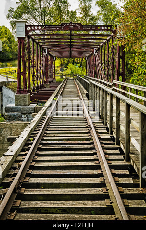 Bollman traliccio di ferro Ponte ferroviario, Storico Savage Mill, fonderia 8600 St, Savage, Maryland Foto Stock