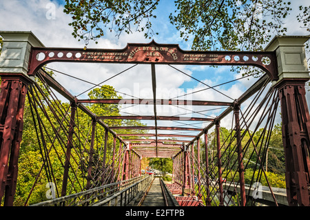 Bollman traliccio di ferro Ponte ferroviario, Storico Savage Mill, fonderia 8600 St, Savage, Maryland Foto Stock