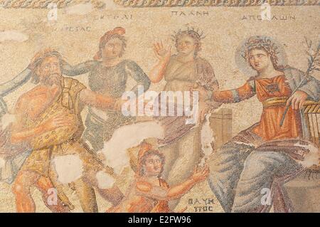 Cipro Paphos District Paphos sito archeologico di Paphos mosaici della Villa di Aion elencati come patrimonio mondiale dall' UNESCO Foto Stock