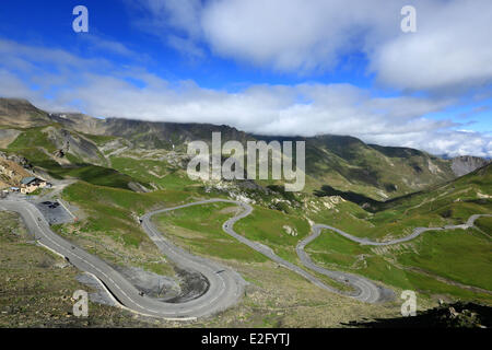 Francia Savoie Maurienne strada del Col du Galibier (2642m) da Valloire Foto Stock