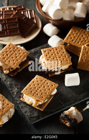 In casa s'more con Marshmallows cioccolato e Graham Cracker Foto Stock