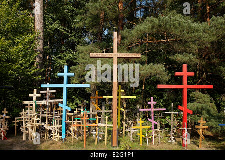 La Polonia Podlaskie Grabarka della Polonia Santo Hill (Swieta Gora Grabarka) croci votive Foto Stock