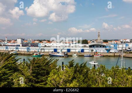 Francia Vendee Saint Gilles Croix de Vie il porto di pesca di fronte Croix de Vie Foto Stock