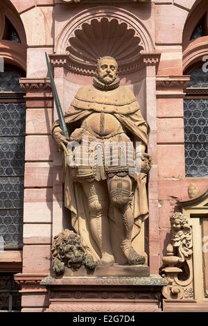 Germania Bade Wurtemberg Heidelberg Federico ala una delle statue che ornano il castello Palatino Foto Stock