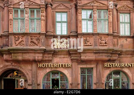 Germania Bade Wurtemberg Heidelberg Hotel Ritter facciata (ZUM RITTER ST GEORG) Foto Stock