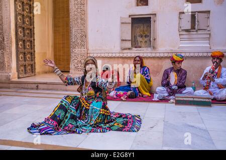 India Rajasthan Jodhpur Mehrangarh Fort del XV secolo per 5 giorni il riff di Jodhpur (stato del Rajasthan International Foto Stock